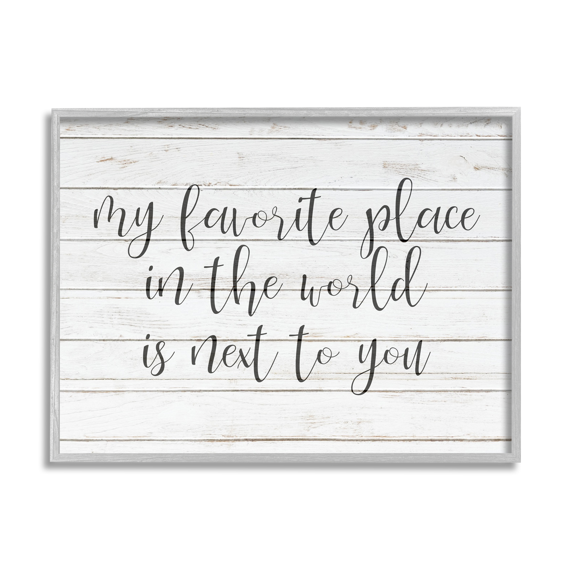 Stupell Industries Favorite Place is Next To You Romantic Phrase Graphic Art Gray Framed Art Print Wall Art, 14x11, by Kim Allen