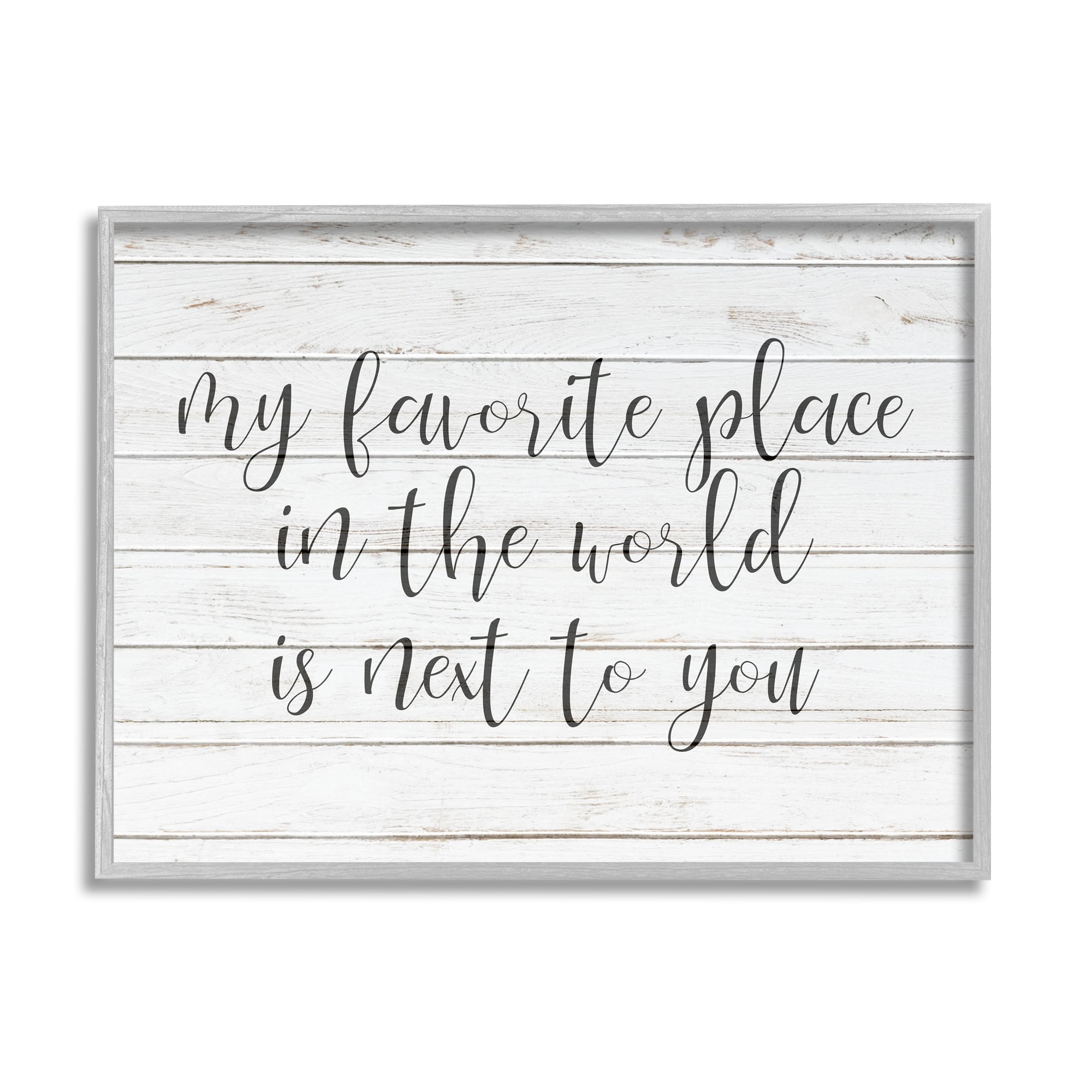 Stupell Industries Favorite Place is Next To You Romantic Phrase Graphic Art Gray Framed Art Print Wall Art, 20x16, by Kim Allen