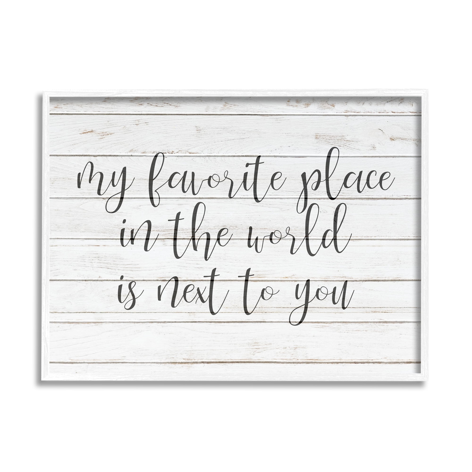 Stupell Industries Favorite Place is Next To You Romantic Phrase Graphic Art White Framed Art Print Wall Art, 14x11, by Kim Allen