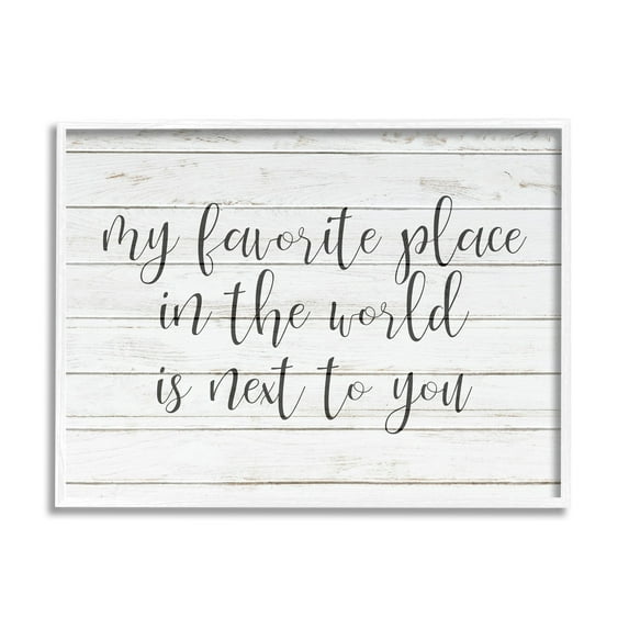 Stupell Industries Favorite Place is Next To You Romantic Phrase Graphic Art White Framed Art Print Wall Art, 14x11, by Kim Allen