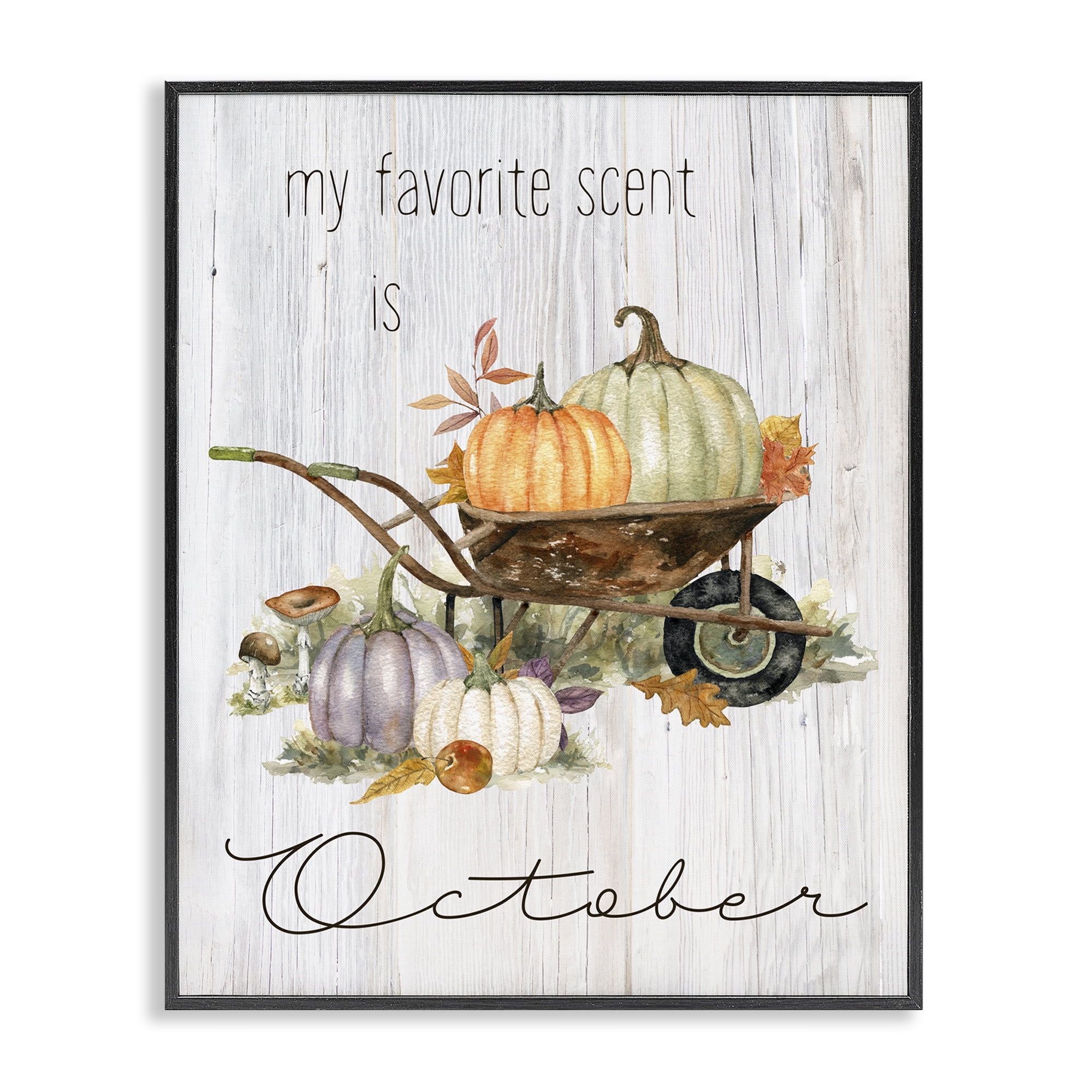 Stupell Industries Favorite Scent is October Holiday Painting Black Framed Art Prints Wall Art, 24 x 30