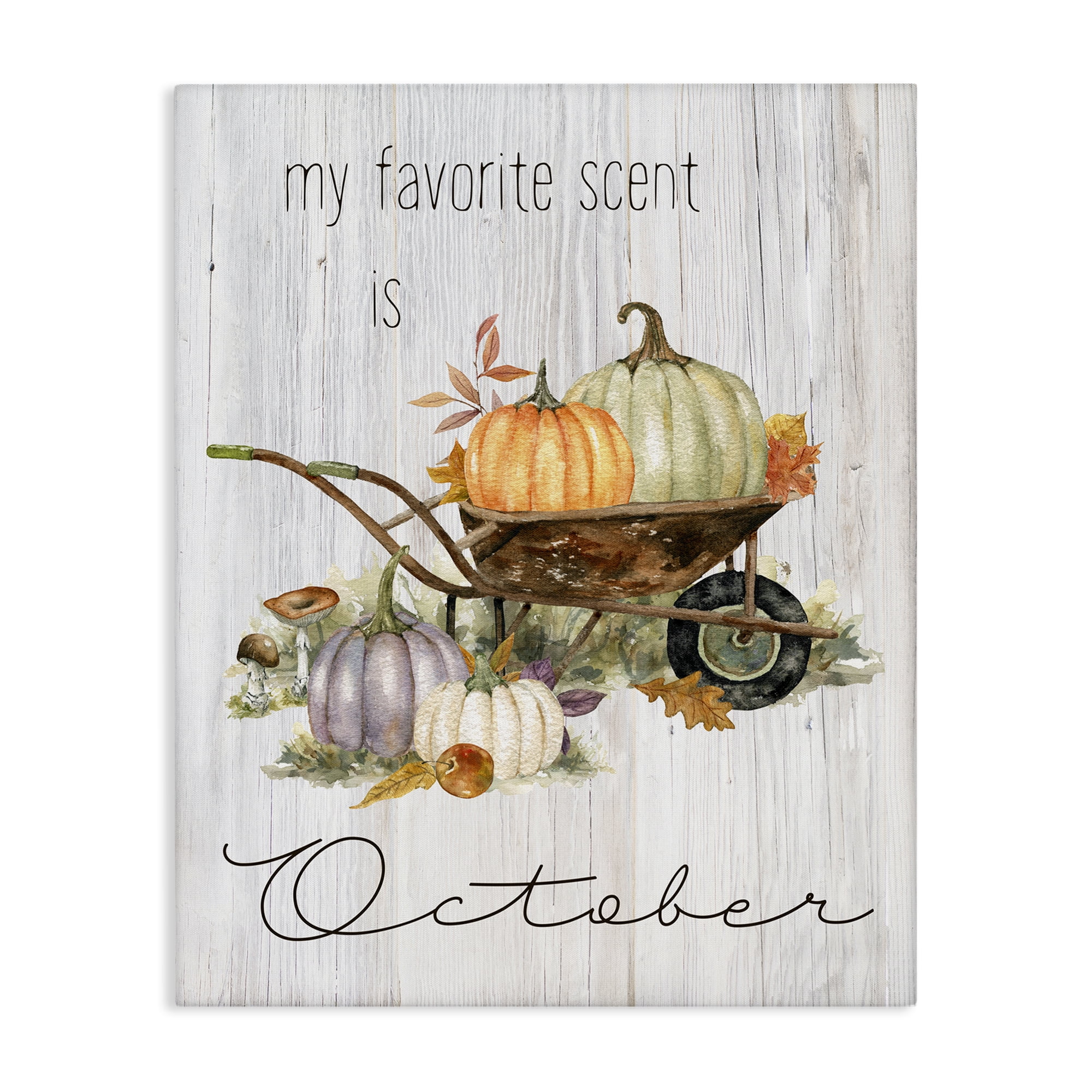 Stupell Industries Favorite Scent is October Holiday Painting Gallery Wrapped Canvas Art Prints Wall Art, 30 x 40