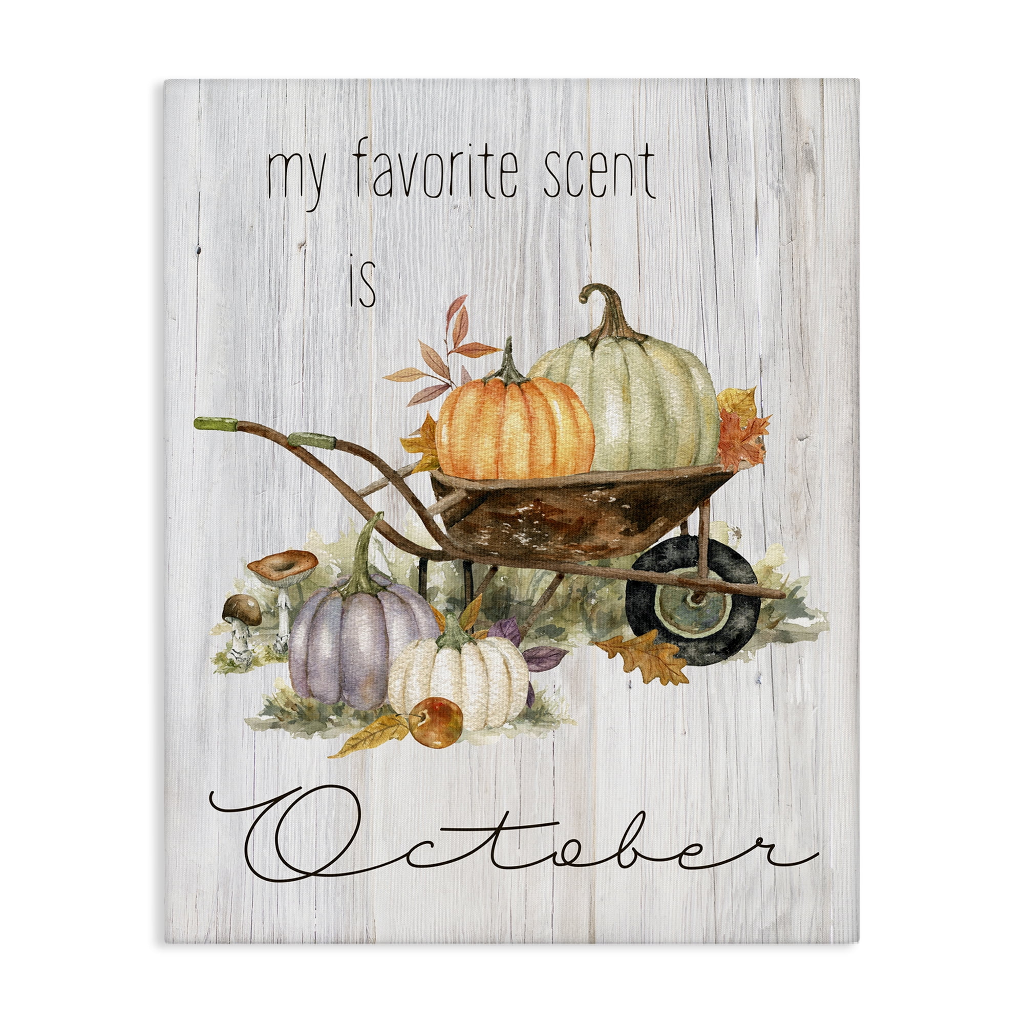 Stupell Industries Favorite Scent is October Holiday Painting Gallery Wrapped Canvas Art Prints Wall Art, 36 x 48