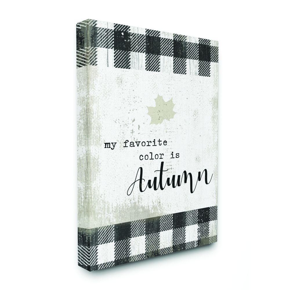 Stupell Industries Favorite Season Is Autumn Plaid Fall Word DesignCanvas Wall Art By Artist Daphne Polselli