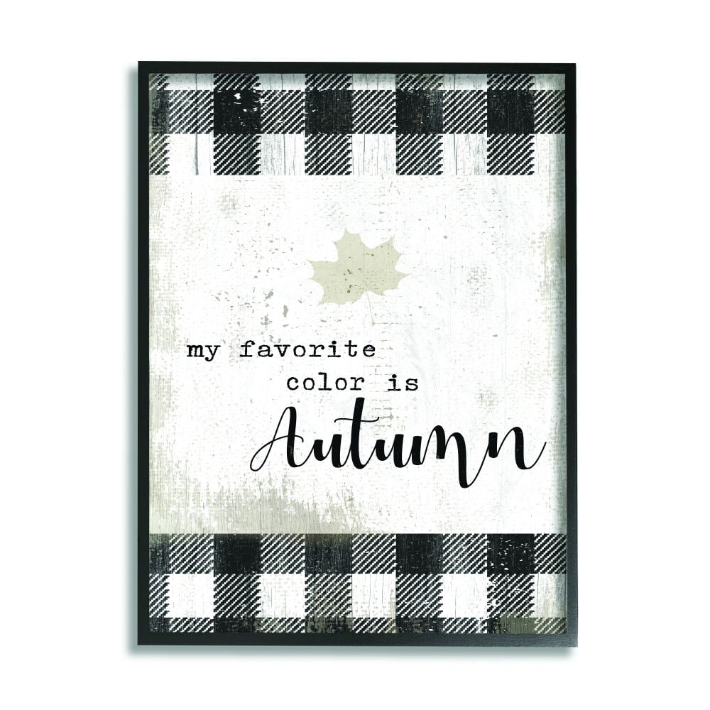 Stupell Industries Favorite Season Is Autumn Plaid Fall Word DesignFramed Wall Art By Artist Daphne Polselli
