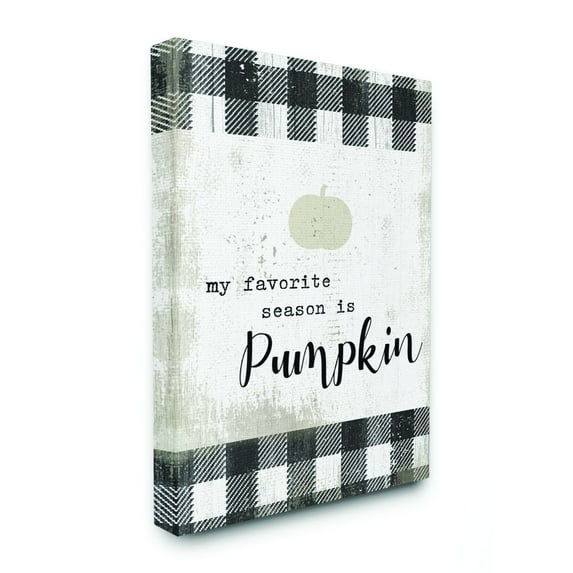 Stupell Industries Favorite Season Is Pumpkin Funny Autumn Plaid Word DesignCanvas Wall Art By Artist Daphne Polselli
