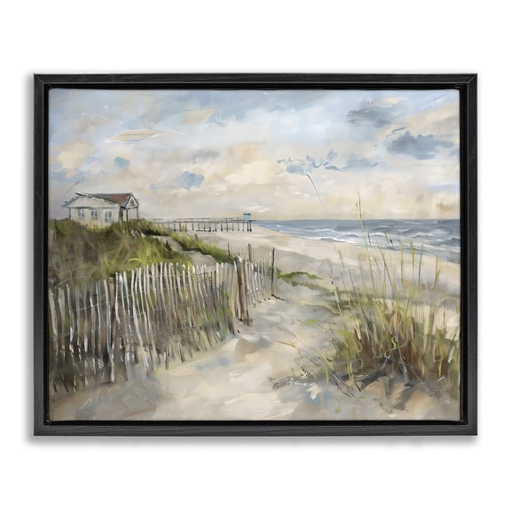Stupell Industries Favorite Spot Beach View Black Framed Floater Canvas Wall Art design by LSR Creative Studio, 17 x 21