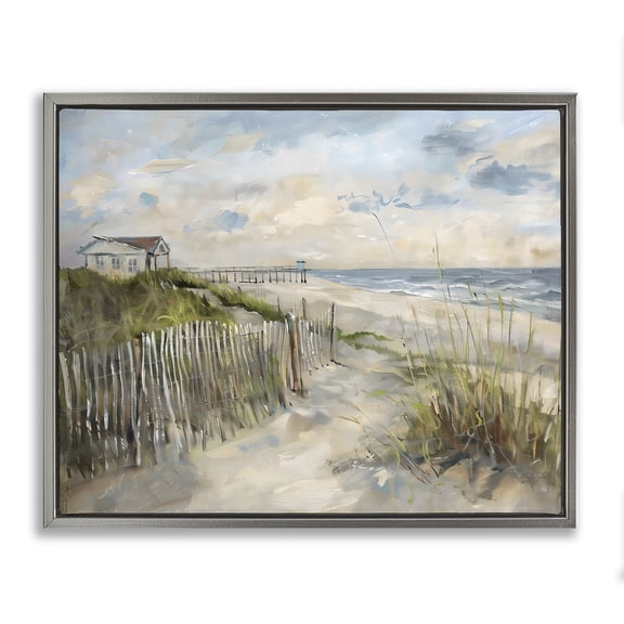 Stupell Industries Favorite Spot Beach View Gray Framed Floater Canvas Wall Art design by LSR Creative Studio, 25 x 31
