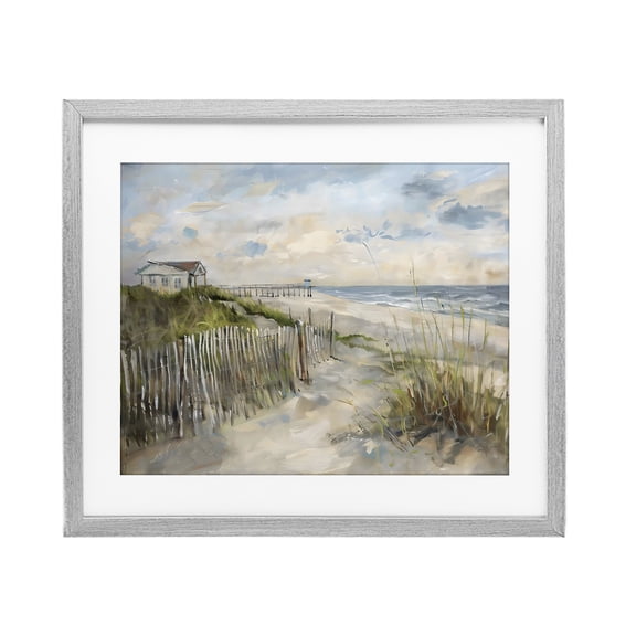 Stupell Industries Favorite Spot Beach View Gray Framed Print Under Glass design by LSR Creative Studio, 13 x 16