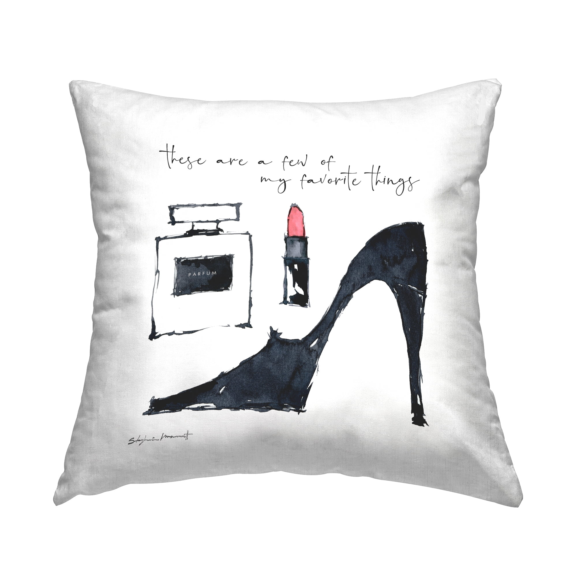 Stupell Industries Favorite Things Glam Fashion Accessories Phrase Design by Stephanie Workman Marrott Throw Pillow
