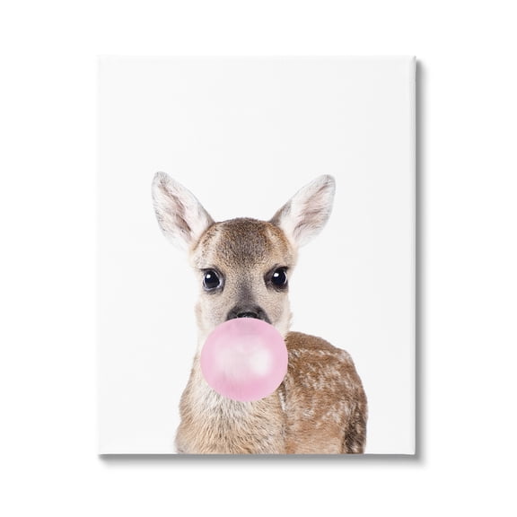 Stupell Industries Fawn Blowing Bubblegum Animals & Insects Painting Gallery Wrapped Canvas Print Wall Art, 16 x 20