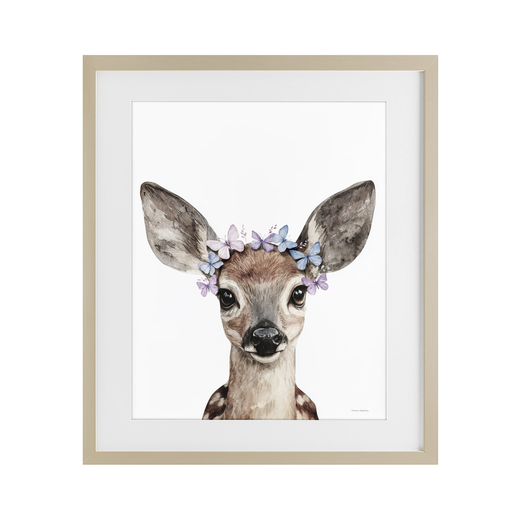 Stupell Industries Fawn & Butterfly Wings Birch Framed Print Under Glass, design by Svetlana Aleynikova