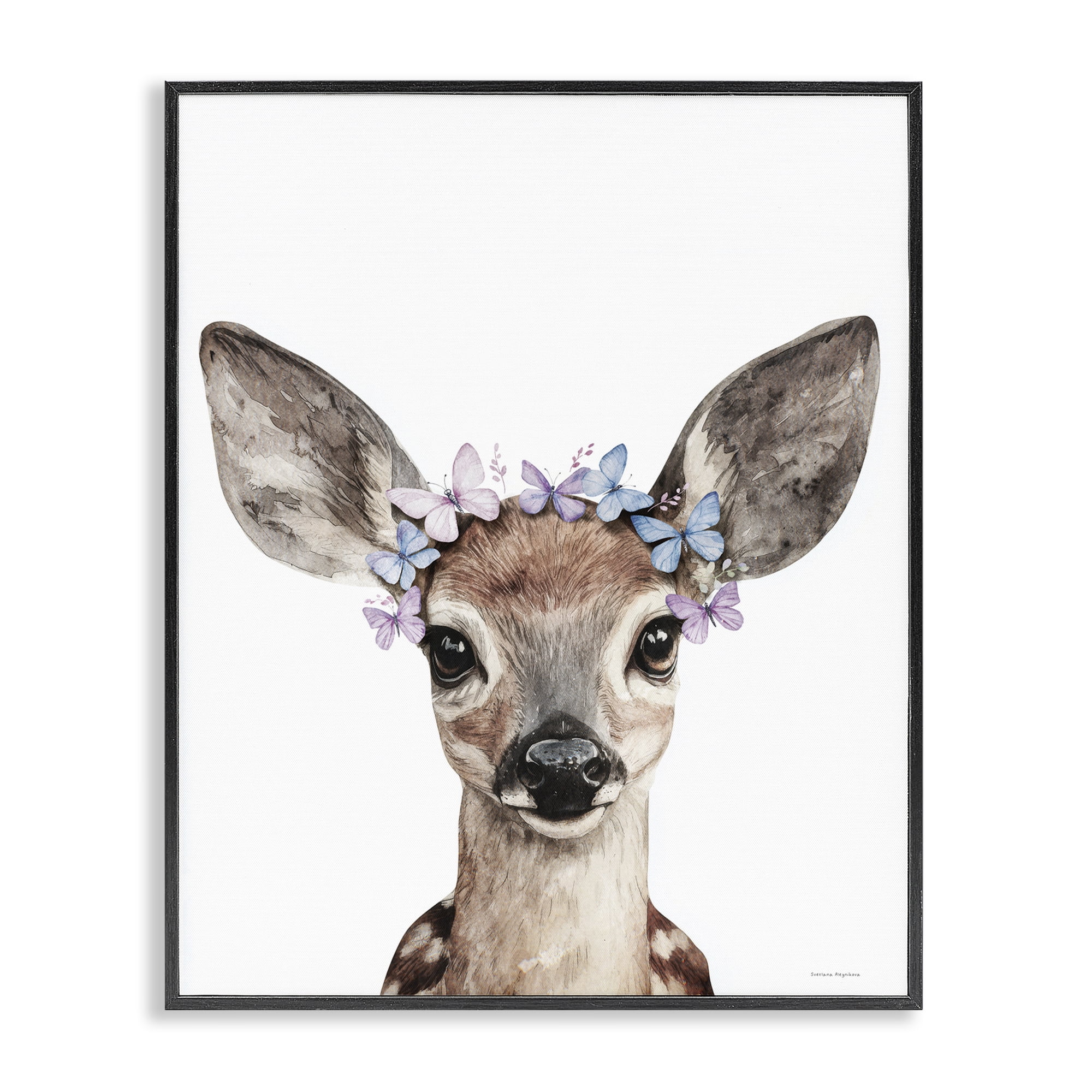 Stupell Industries Fawn & Butterfly Wings Black Framed Giclee Art, design by Svetlana Aleynikova