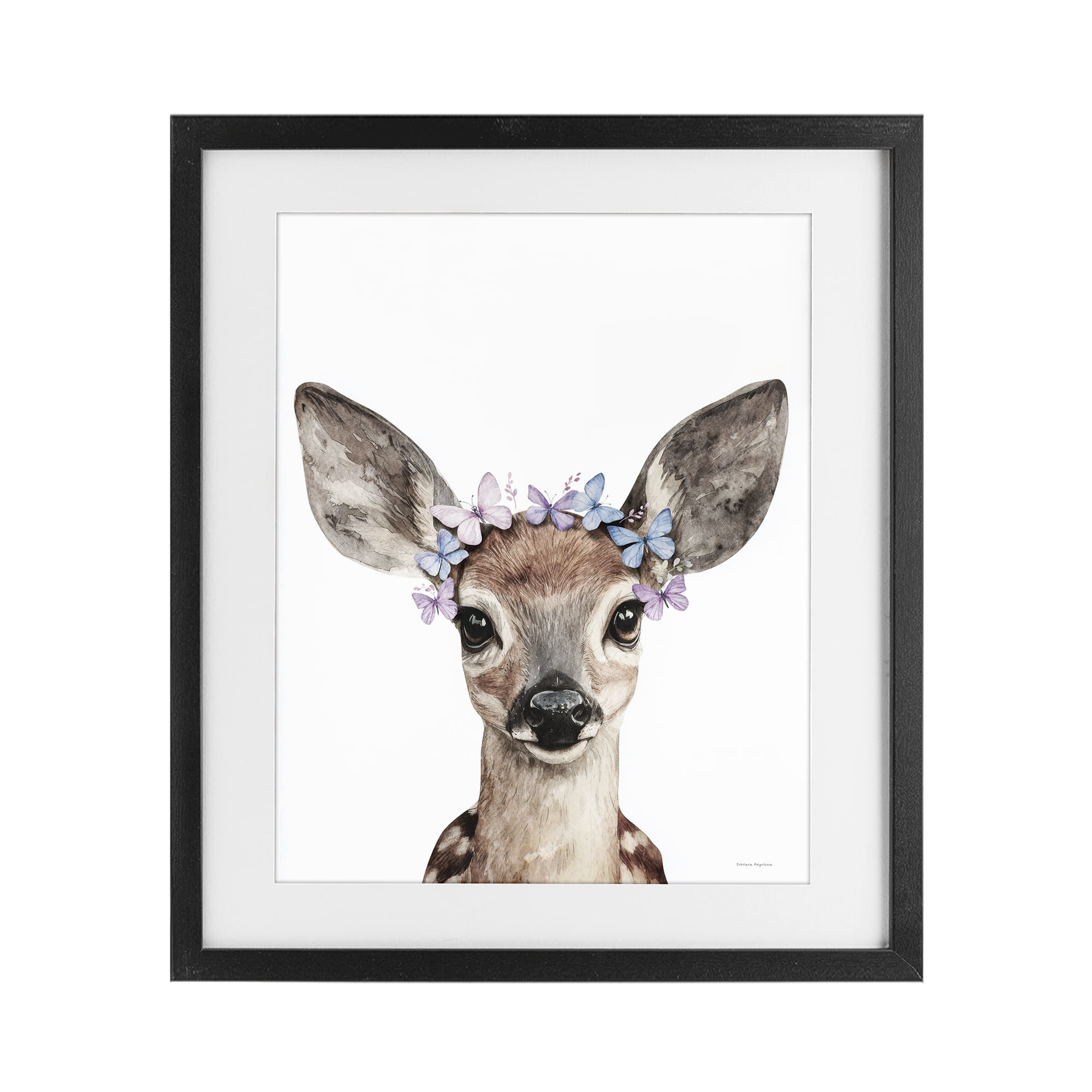 Stupell Industries Fawn & Butterfly Wings Black Framed Print Under Glass, design by Svetlana Aleynikova