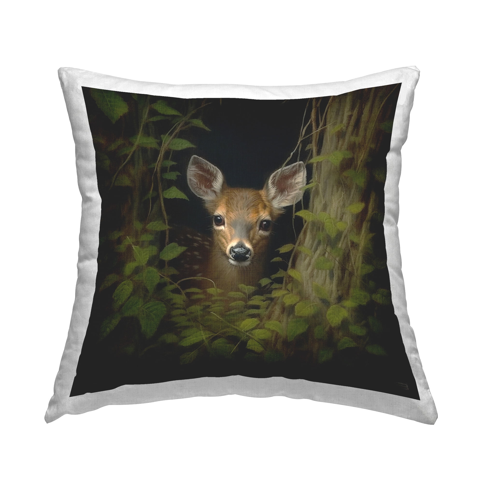 Stupell Industries Fawn Peeking Ivy Plants Decorative Printed Throw Pillow Design by RB