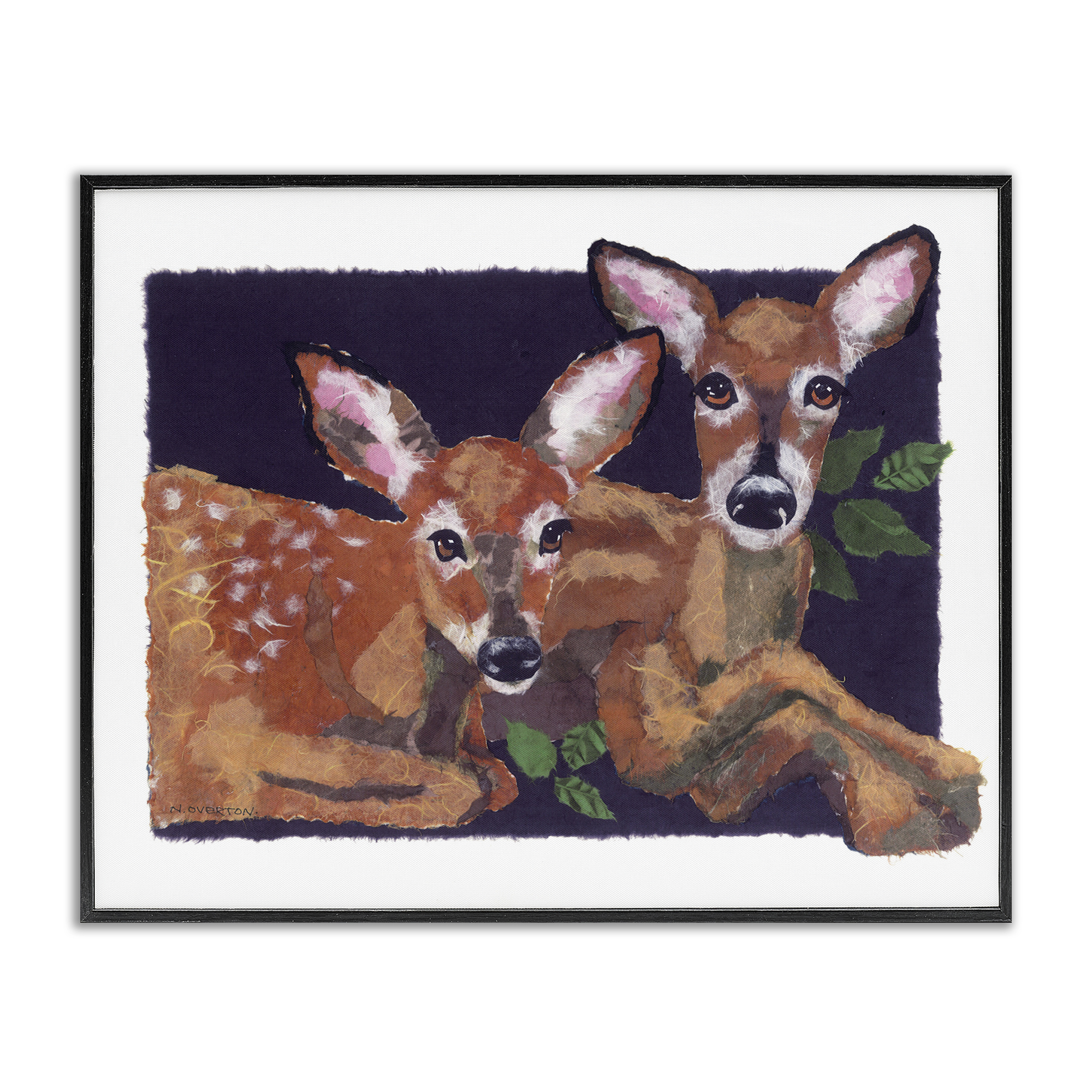 Stupell Industries Fawn Siblings Portrait Animals & Insects Painting Black Framed Art Print Wall Art, 30 x 24