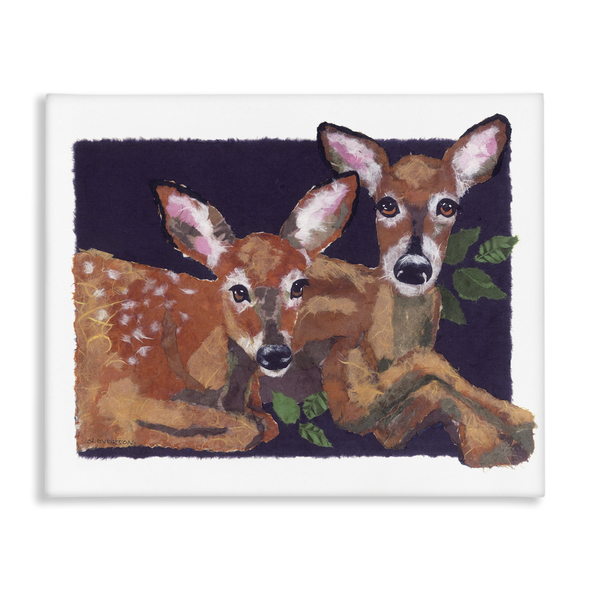Stupell Industries Fawn Siblings Portrait Animals & Insects Painting Gallery Wrapped Canvas Art Print Wall Art, 30 x 24