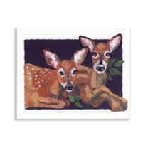 Stupell Industries Fawn Siblings Portrait Animals & Insects Painting Unframed Art Print Wall Art, 14 x 11