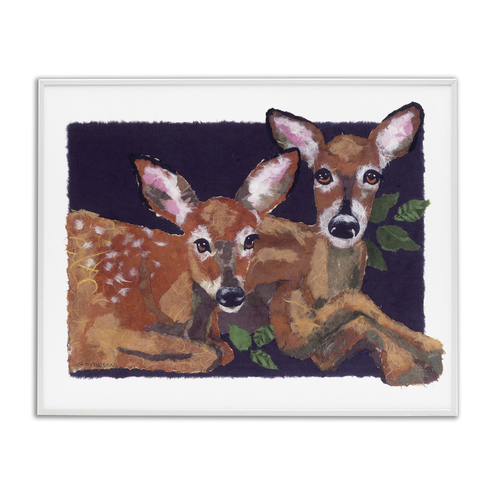 Stupell Industries Fawn Siblings Portrait Animals & Insects Painting White Framed Art Print Wall Art, 20 x 16