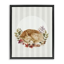 Stupell Industries Fawn on Stripes Animals & Insects Painting Black Floater Framed Art Print Wall Art, 17 x 21