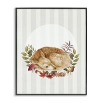 Stupell Industries Fawn on Stripes Animals & Insects Painting Black Framed Art Print Wall Art, 11 x 14