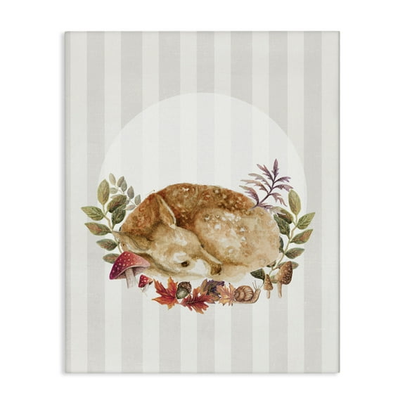 Stupell Industries Fawn on Stripes Animals & Insects Painting Gallery Wrapped Canvas Art Print Wall Art, 16 x 20