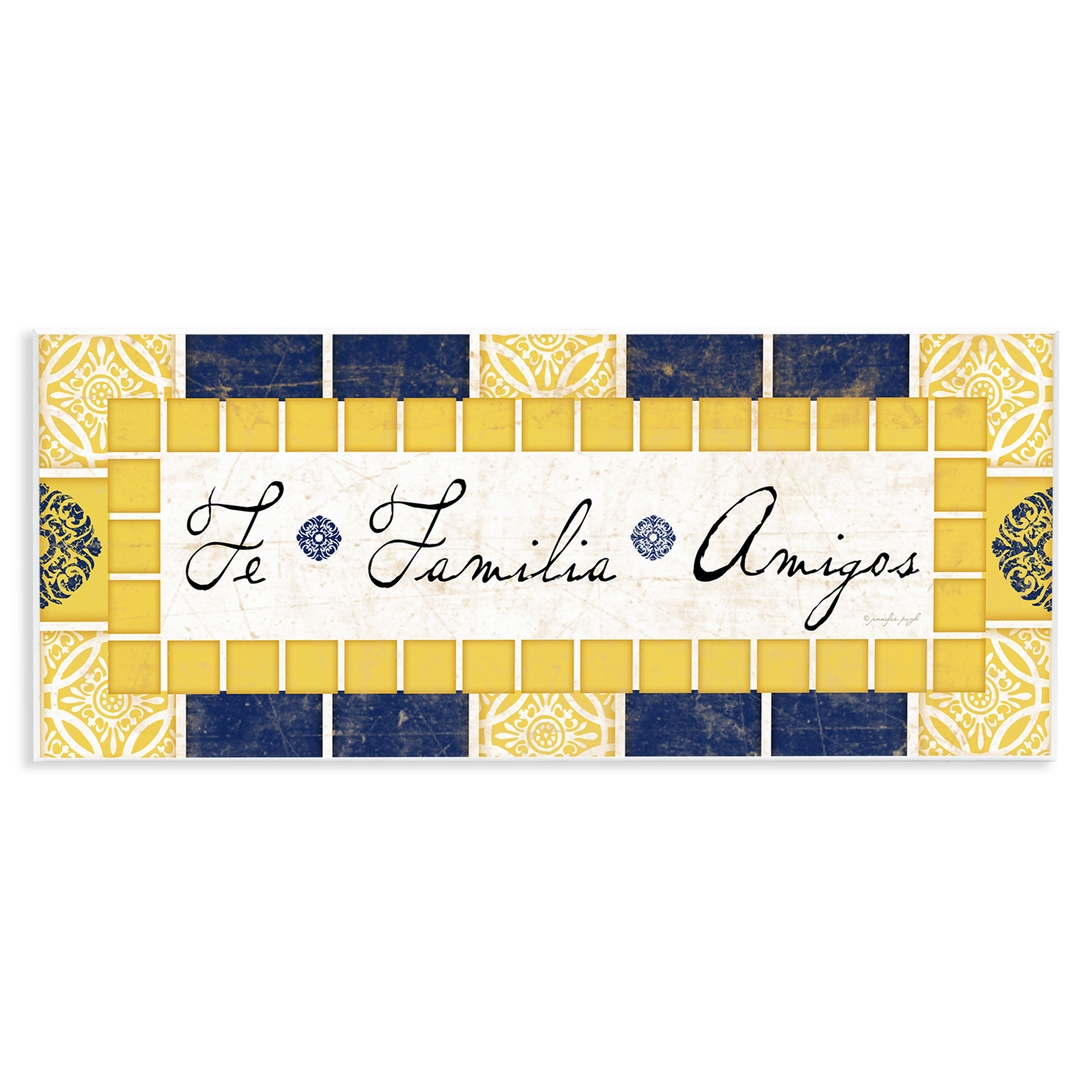 Stupell Industries Fe, Familia y Amigos Inspirational Quotes & Sayings Painting Unframed Art Print Wall Art, 17 x 7