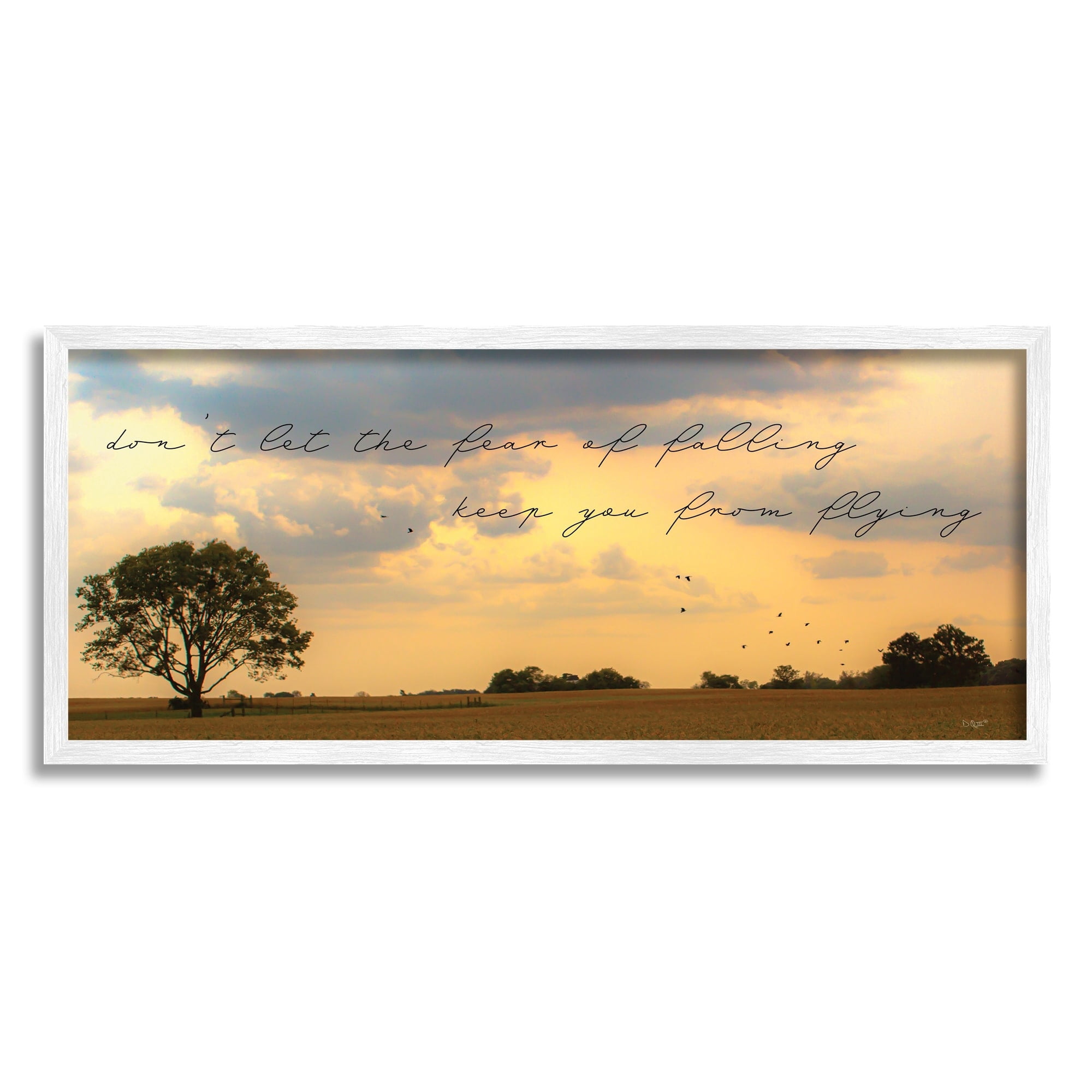 Stupell Industries Fear of Falling Motivational Adversity Phrase Sunset Park,30 x 13, Design by Donnie Quillen