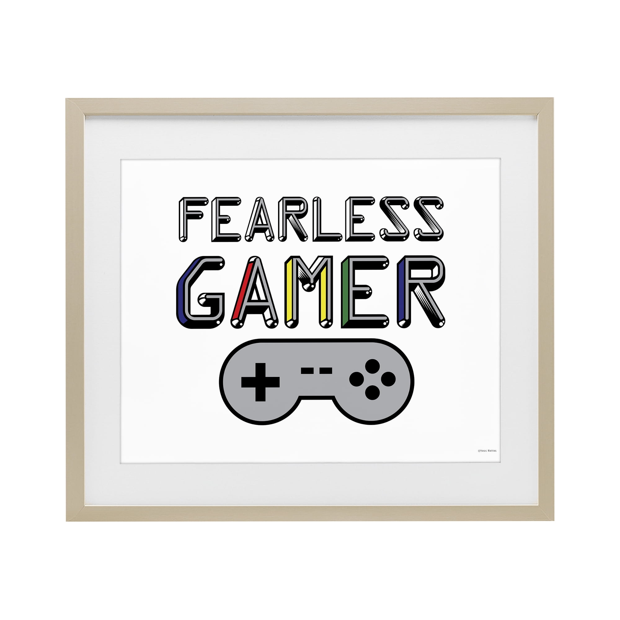 Stupell Industries Fearless Gamer Retro Birch Framed Print Under Glass, design by Yass Naffas Designs