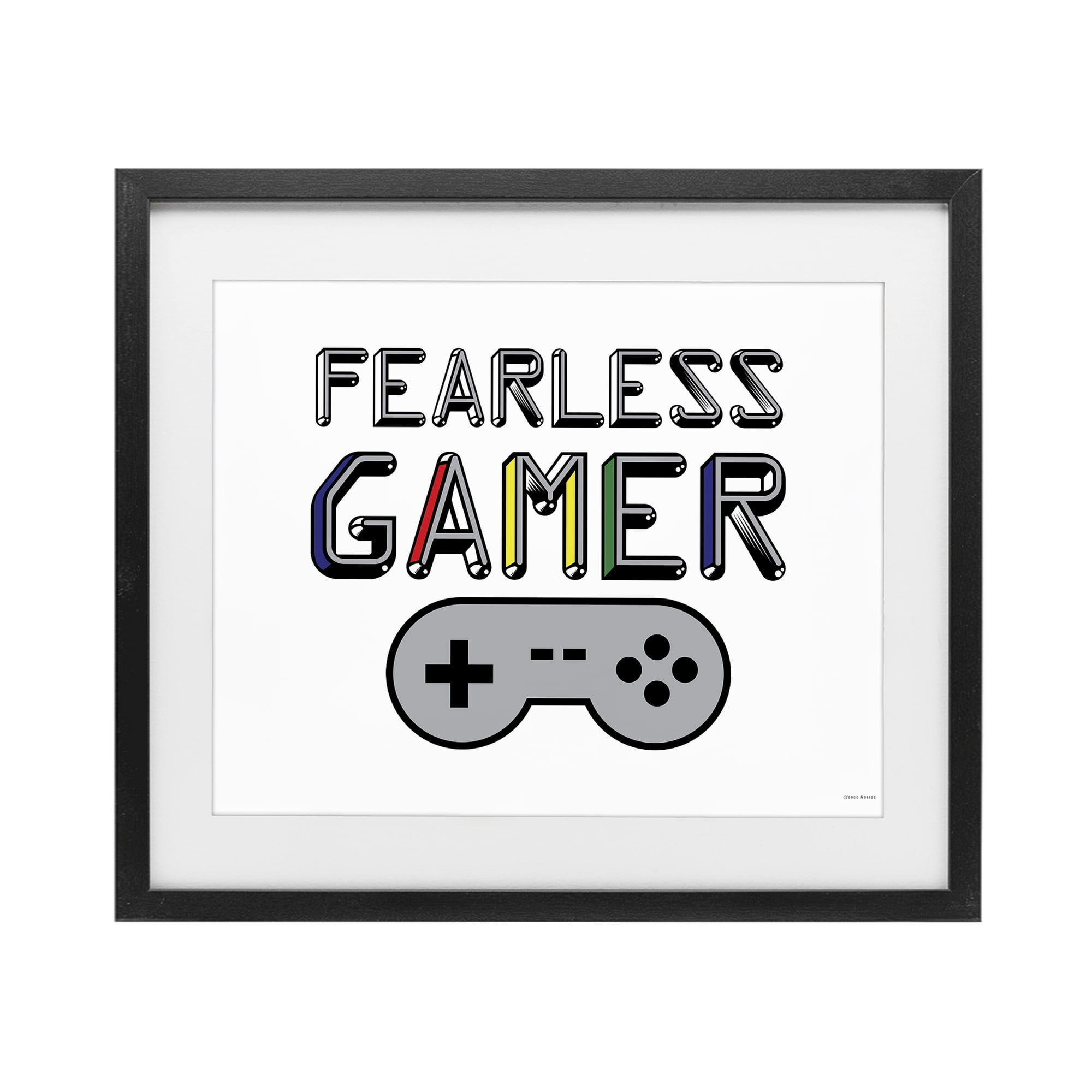 Stupell Industries Fearless Gamer Retro Black Framed Print Under Glass, design by Yass Naffas Designs