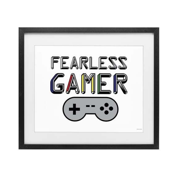 Stupell Industries Fearless Gamer Retro Black Framed Print Under Glass, design by Yass Naffas Designs