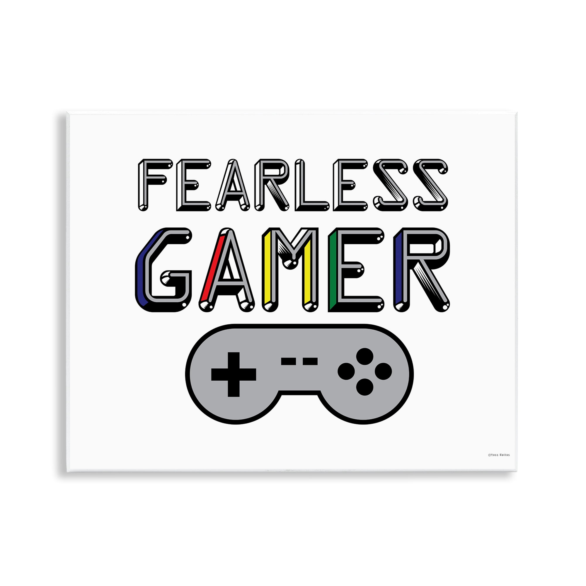 Stupell Industries Fearless Gamer Retro Wall Plaque Art, design by Yass Naffas Designs