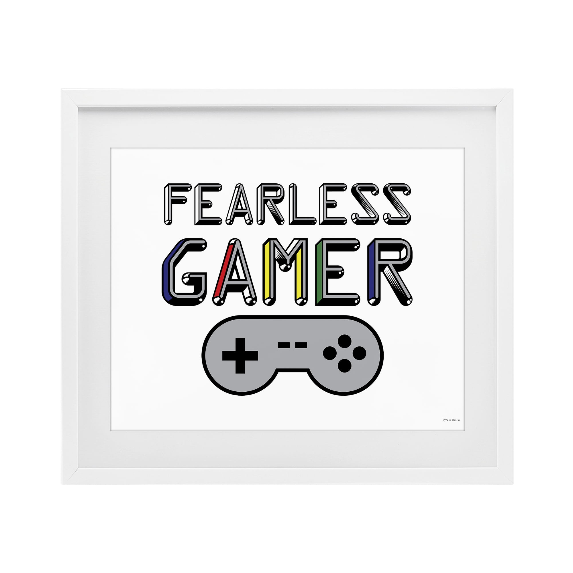 Stupell Industries Fearless Gamer Retro White Framed Print Under Glass, design by Yass Naffas Designs