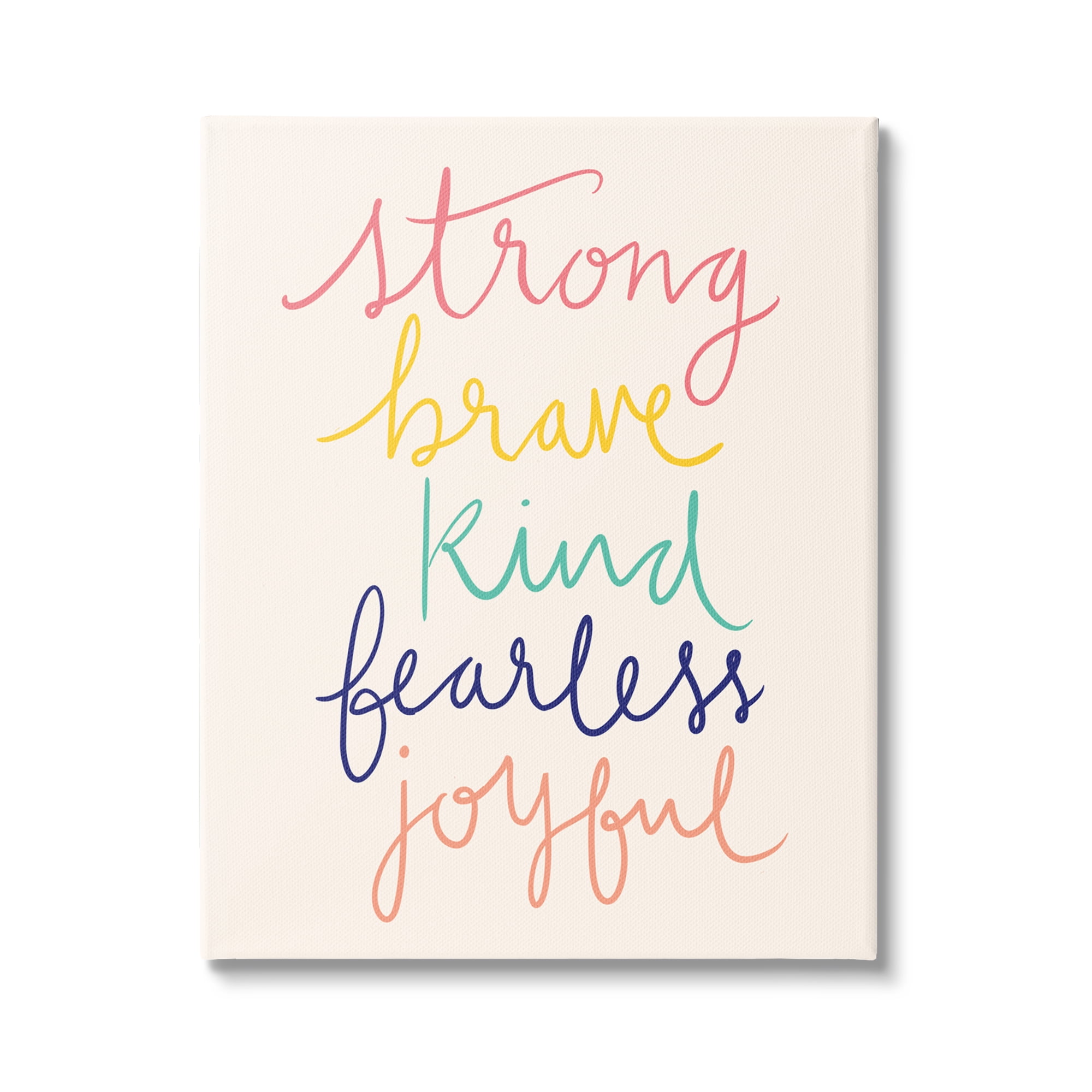 Stupell Industries Fearless Motivational Words Phrase Rainbow Calligraphy List Graphic Art Gallery Wrapped Canvas Print Wall Art, Design by Heather McLaughlin