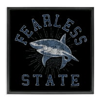 Stupell Industries Fearless State Shark Animals Painting Black Floater Framed Canvas Art Print Wall Art, 18 x 18
