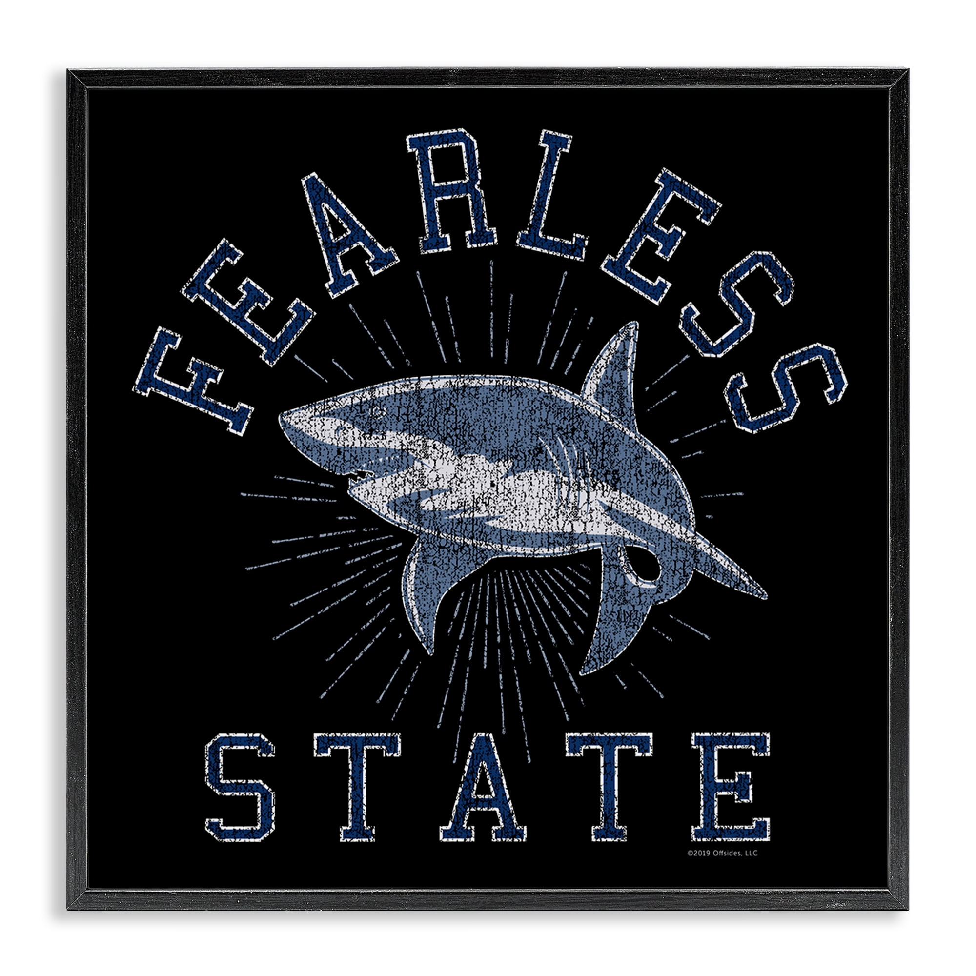 Stupell Industries Fearless State Shark Animals Painting Black Framed Art Print Wall Art, 12 x 12