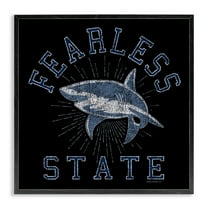 Stupell Industries Fearless State Shark Animals Painting Black Framed Art Print Wall Art, 12 x 12