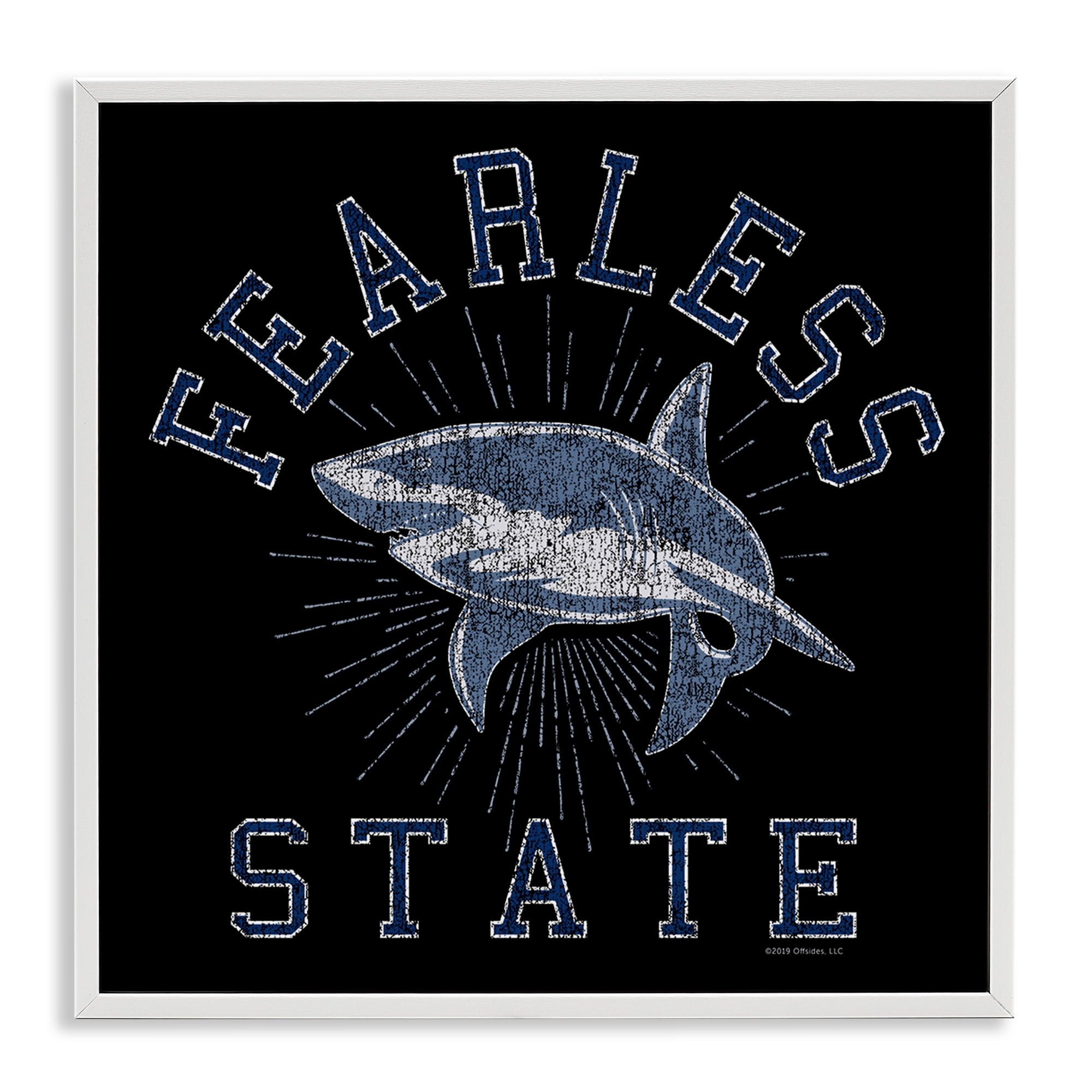Stupell Industries Fearless State Shark Animals Painting White Framed Art Print Wall Art, 24 x 24