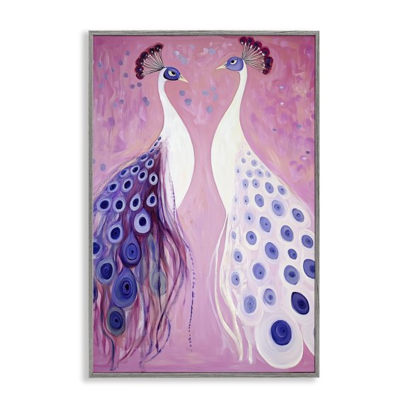 Stupell Industries Feather Coats Peacocks Gray Framed Giclee Art design by Annabelle Hall, 18 x 12