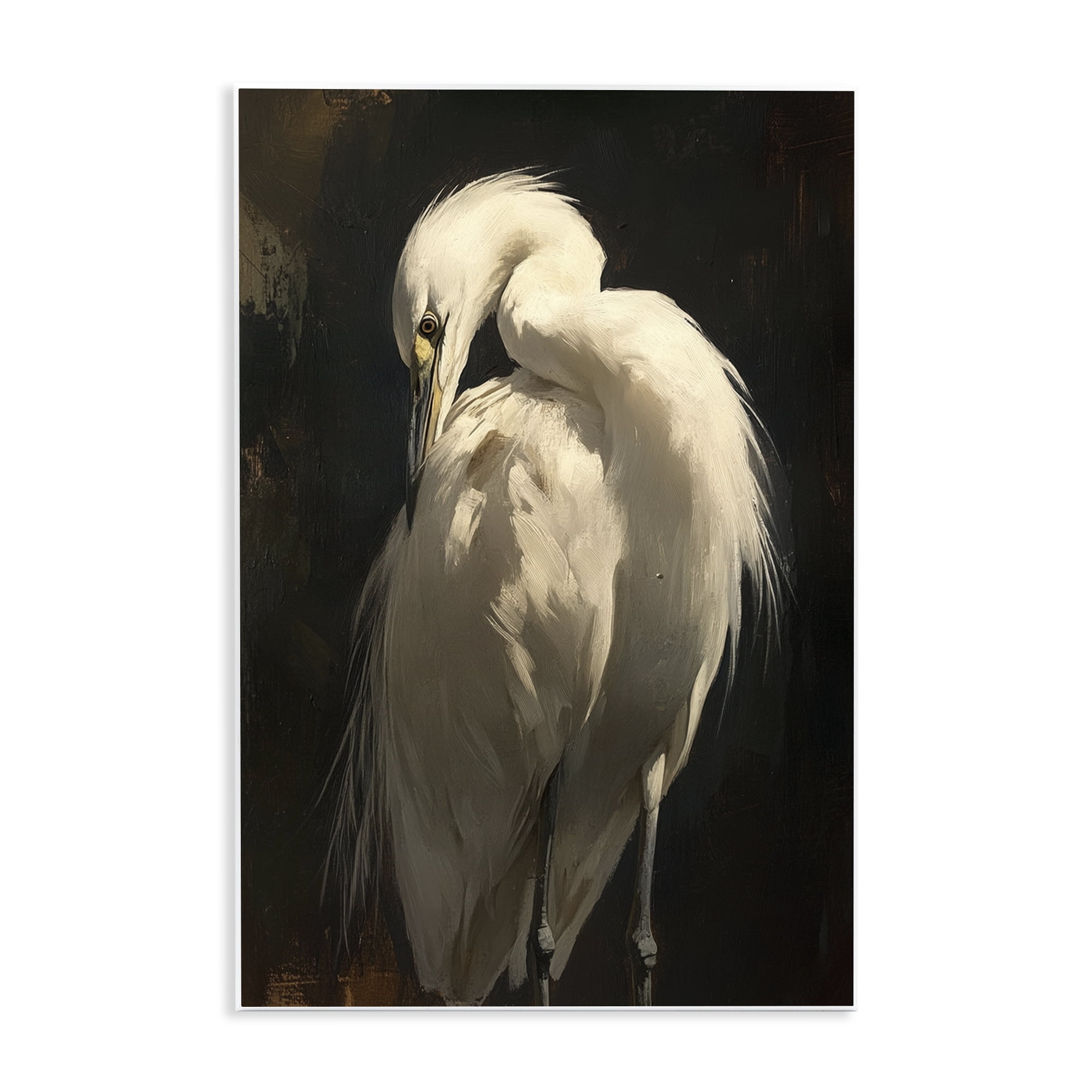 Stupell Industries Feathered Egret in Soft Light Wall Plaque Art, design by Petal Prints Design