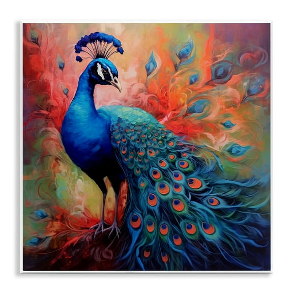 Stupell Industries Feathered Fantasy Peacock Animals Painting Unframed Art Print Wall Art, 12 x 12
