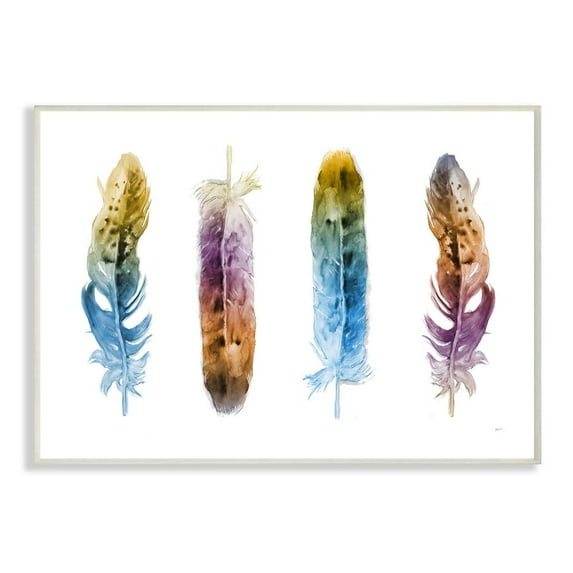 Stupell Industries Feathers In Watercolor Design Wall Plaque by Third and Wall
