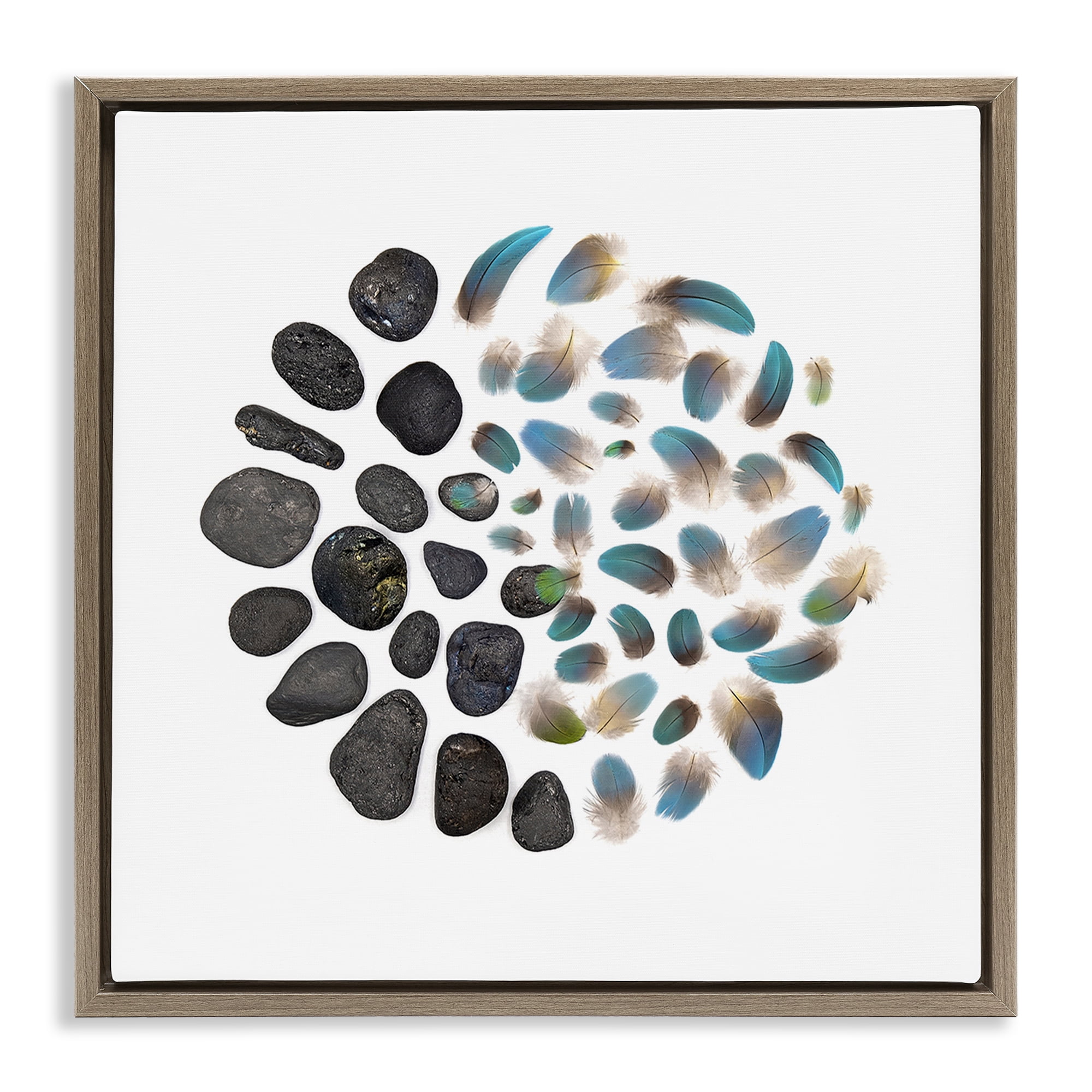 Stupell Industries Feathers & Rocks Collection Brown Framed Floater Canvas Wall Art, design by Beth Adoette