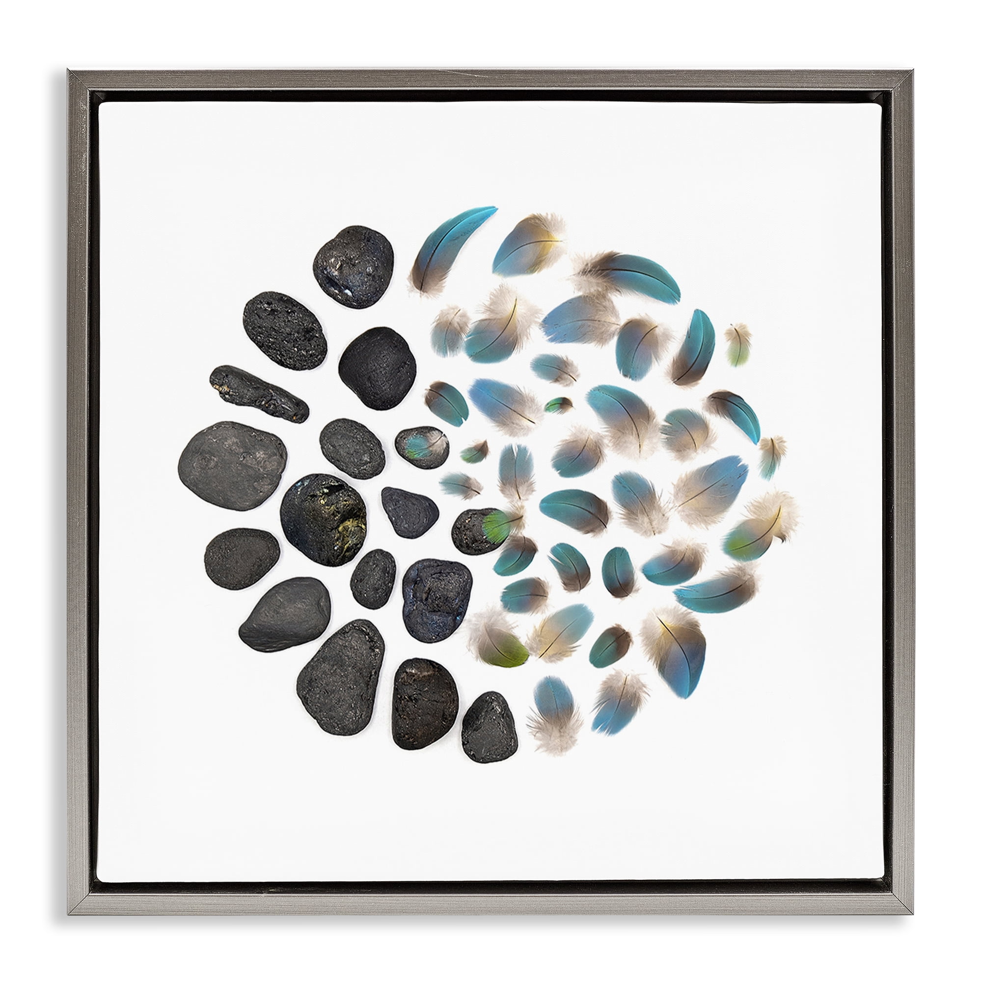 Stupell Industries Feathers & Rocks Collection Gray Framed Floater Canvas Wall Art, design by Beth Adoette