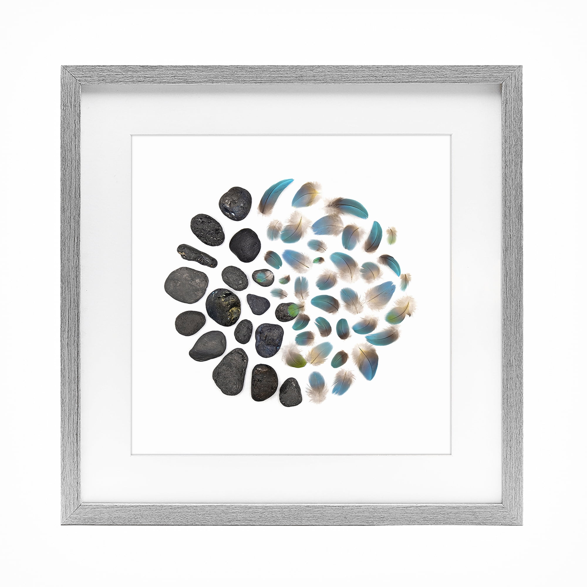 Stupell Industries Feathers & Rocks Collection Gray Framed Print Under Glass, design by Beth Adoette