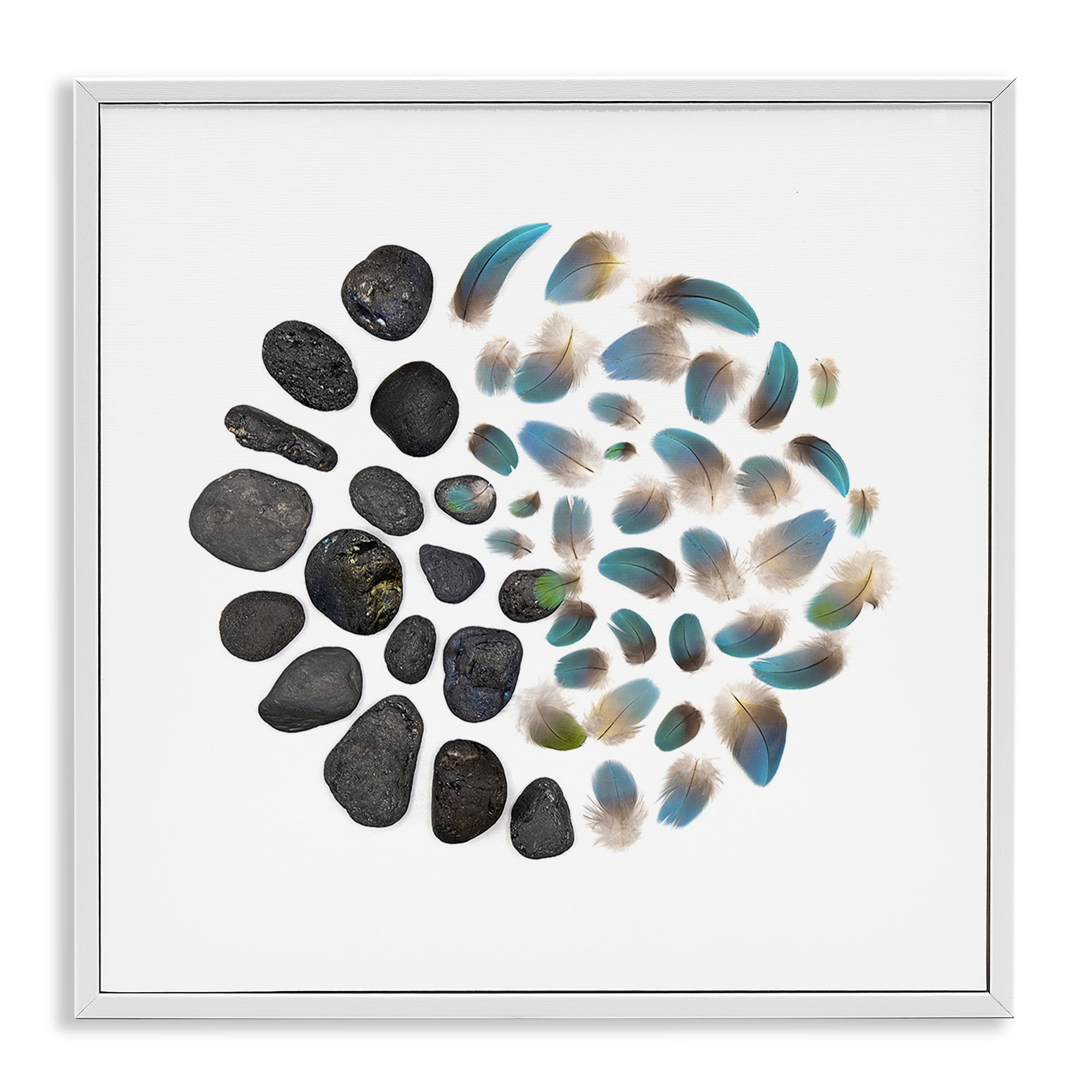 Stupell Industries Feathers & Rocks Collection White Framed Giclee Art, design by Beth Adoette