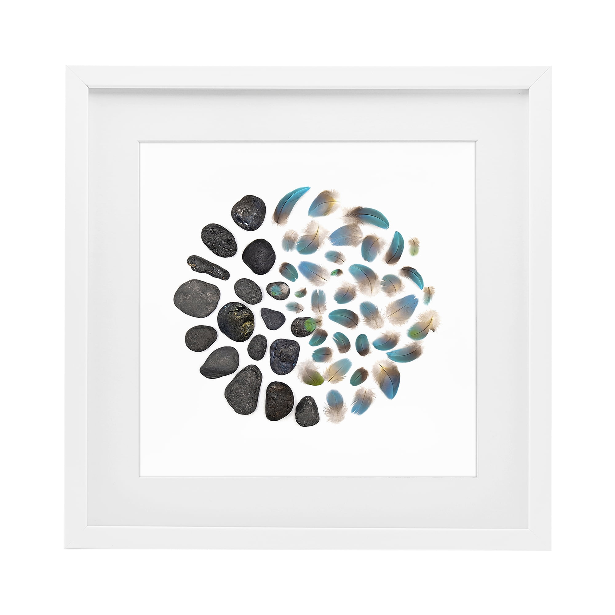 Stupell Industries Feathers & Rocks Collection White Framed Print Under Glass, design by Beth Adoette