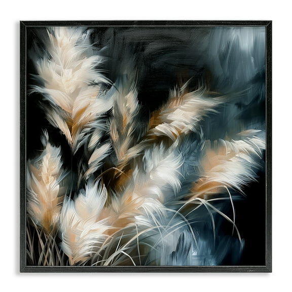 Stupell Industries Feathery Windblown Wheat Plants & Flowers Painting Black Framed Art Print Wall Art, 12 x 12