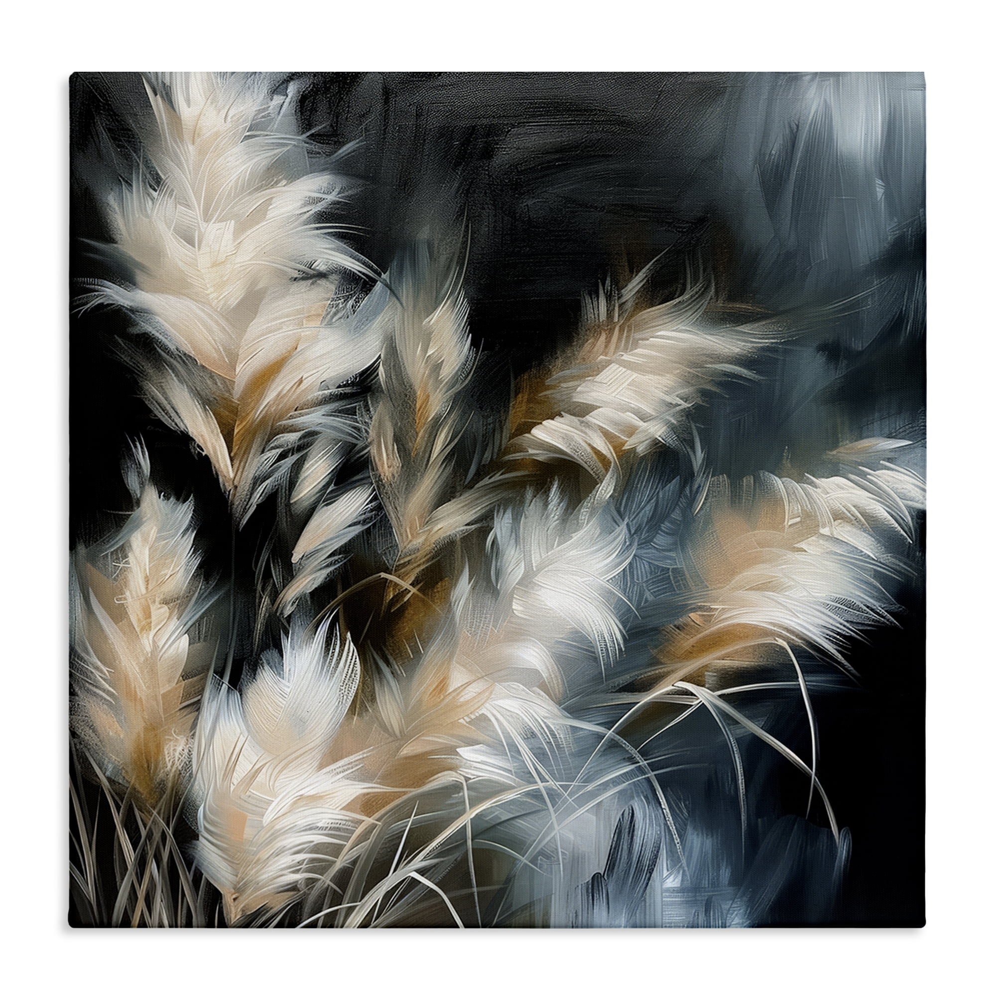 Stupell Industries Feathery Windblown Wheat Plants & Flowers Painting Wrapped Canvas Art Print Wall Art, 36 x 36
