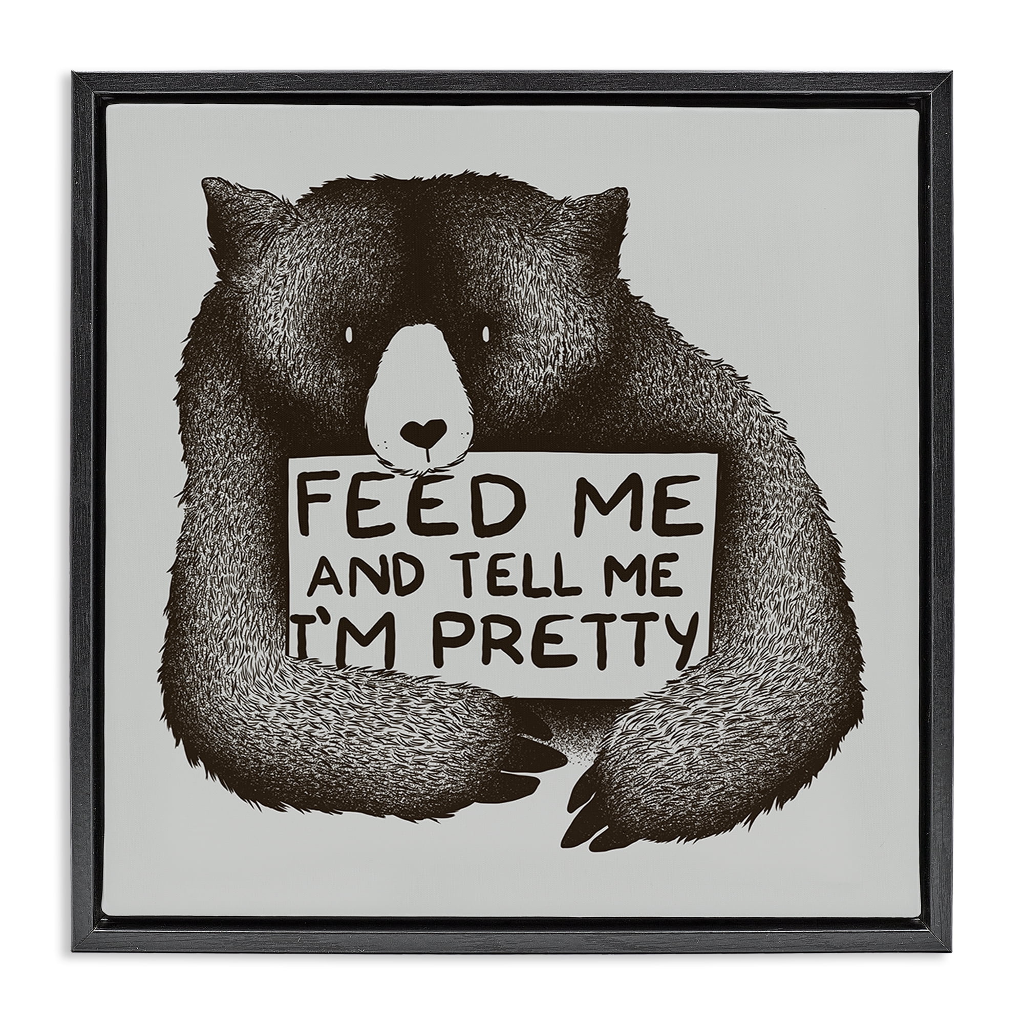 Stupell Industries Feed & Tell Me I'm Pretty Black Framed Floater Canvas Wall Art, design by Tobe Fonseca